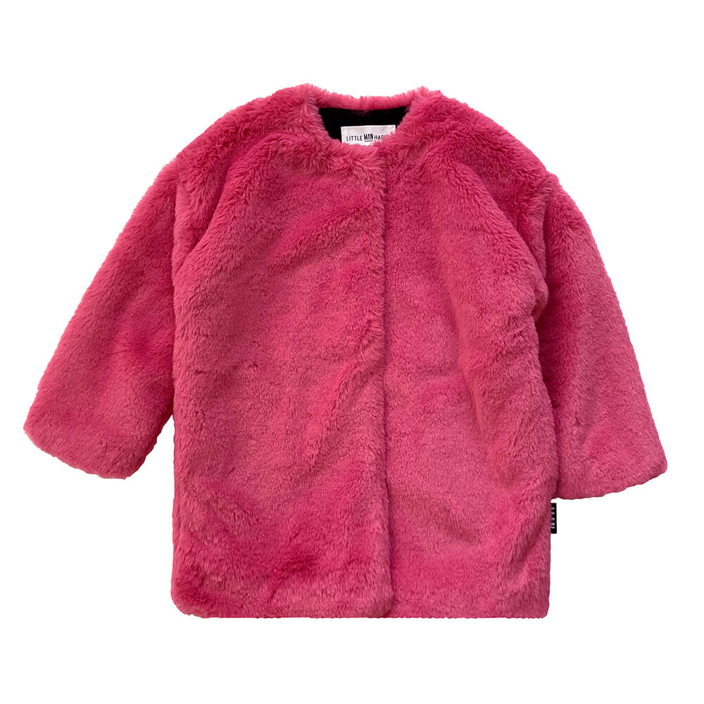 pink fluffy coat for kids front