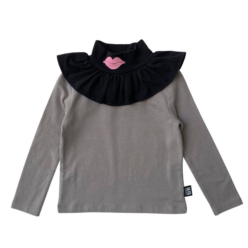 grey frill turtleneck for kids