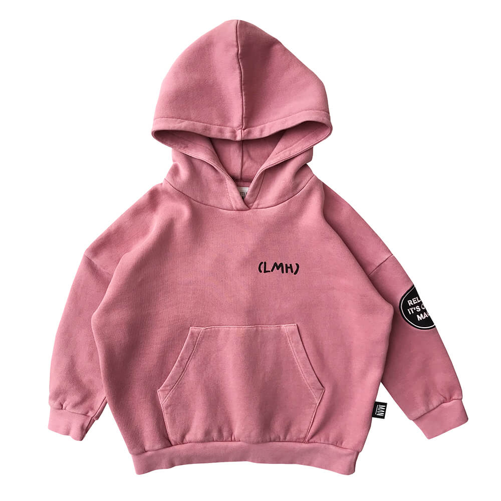 pink garment dye hoodie front