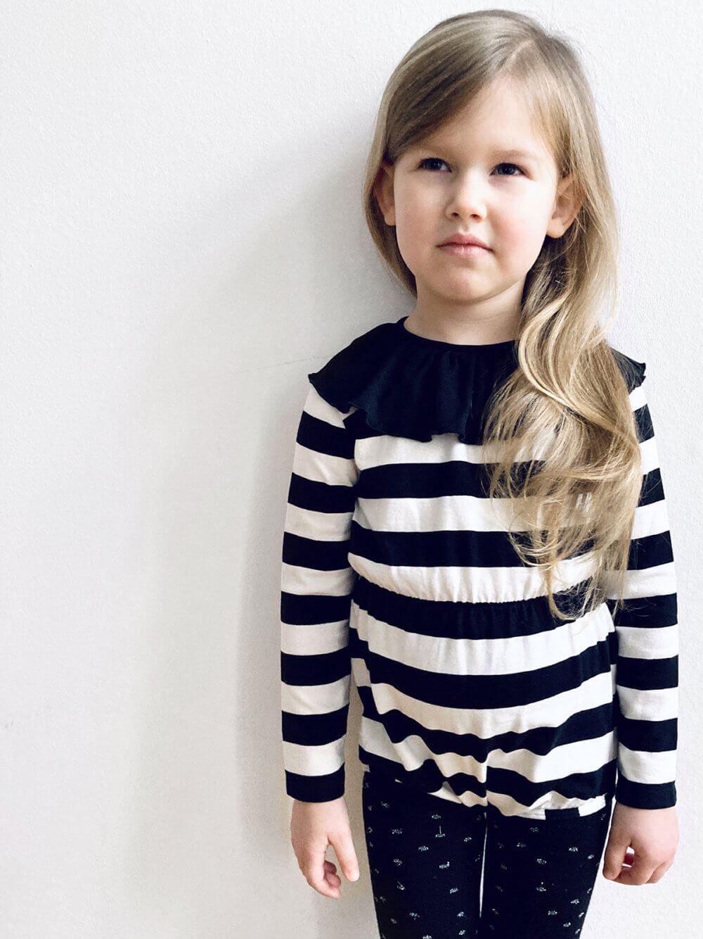 striped frill turtleneck body for kids studio