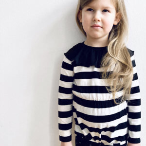 striped frill turtleneck body for kids studio