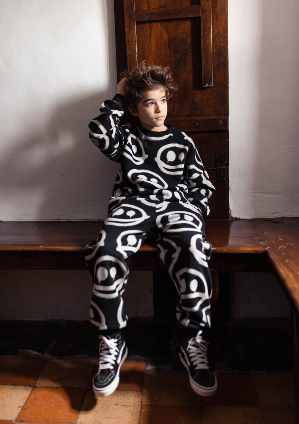 black kids sweater black unisex pants