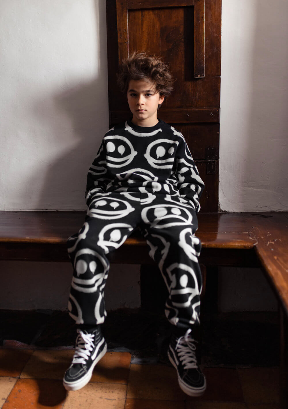 black kids sweater black unisex pants