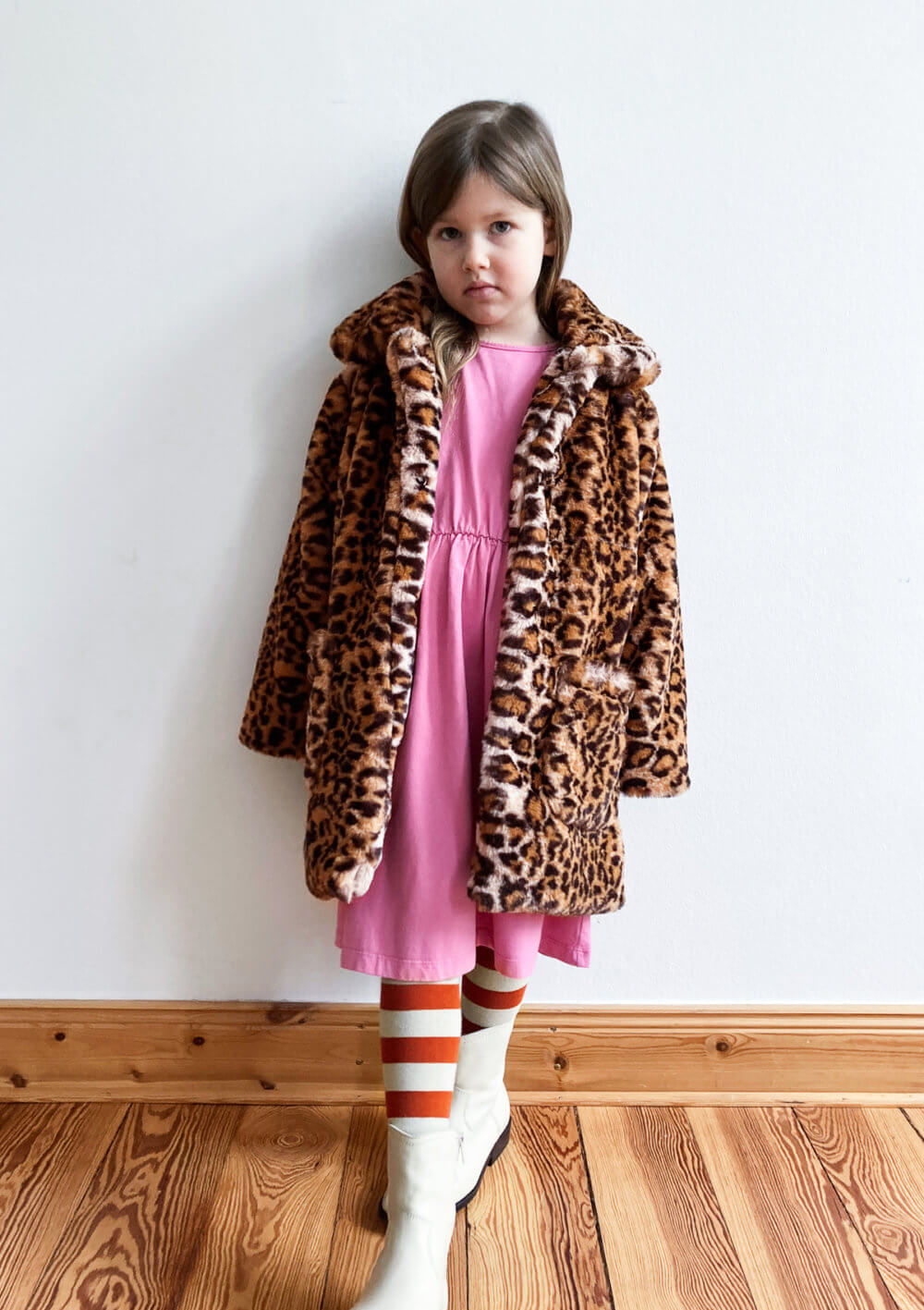 vintage girls dress leo fur coat