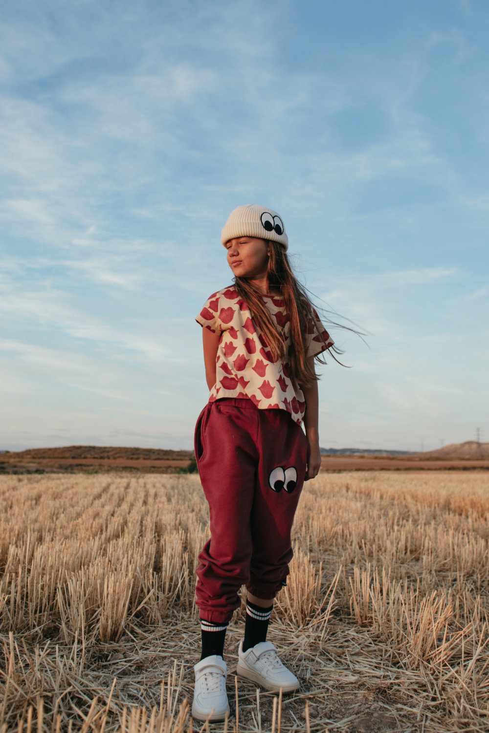 classy girls shirt elegant red pants superb wool beanie
