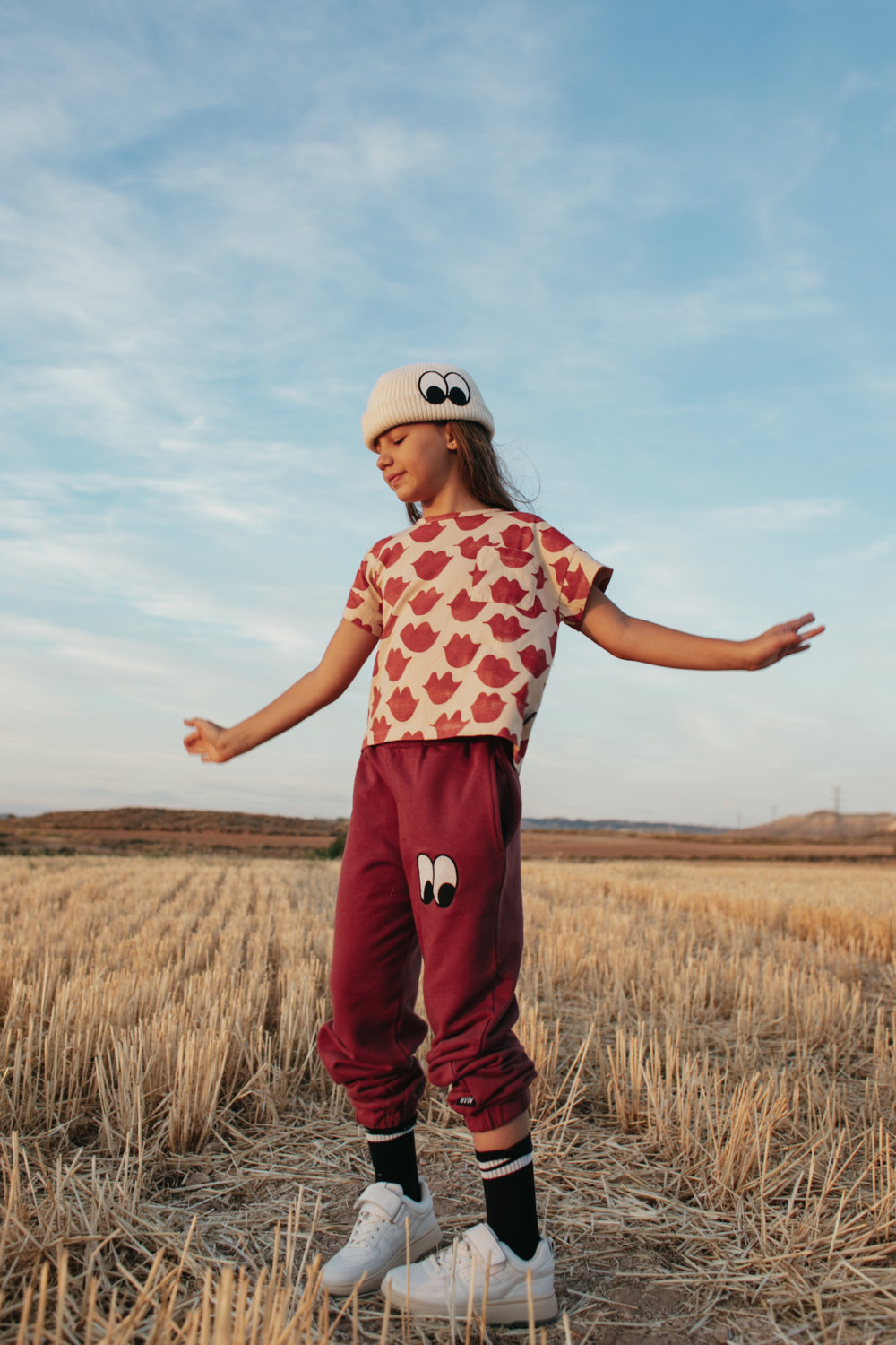 classy girls shirt elegant red pants superb wool beanie