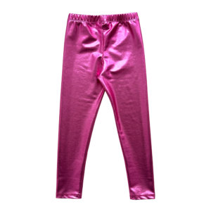 pink shiny leggings back