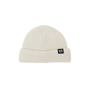 white wool beanie back