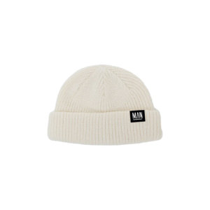 white wool beanie front