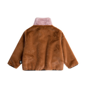 brown fake fur jacket back