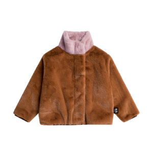 brown fake fur jacket front