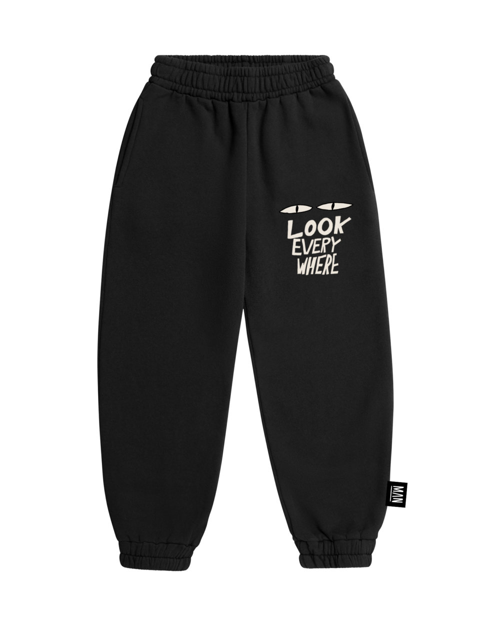 black unisex kids jogger pants front