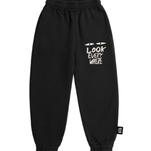 black unisex kids jogger pants front