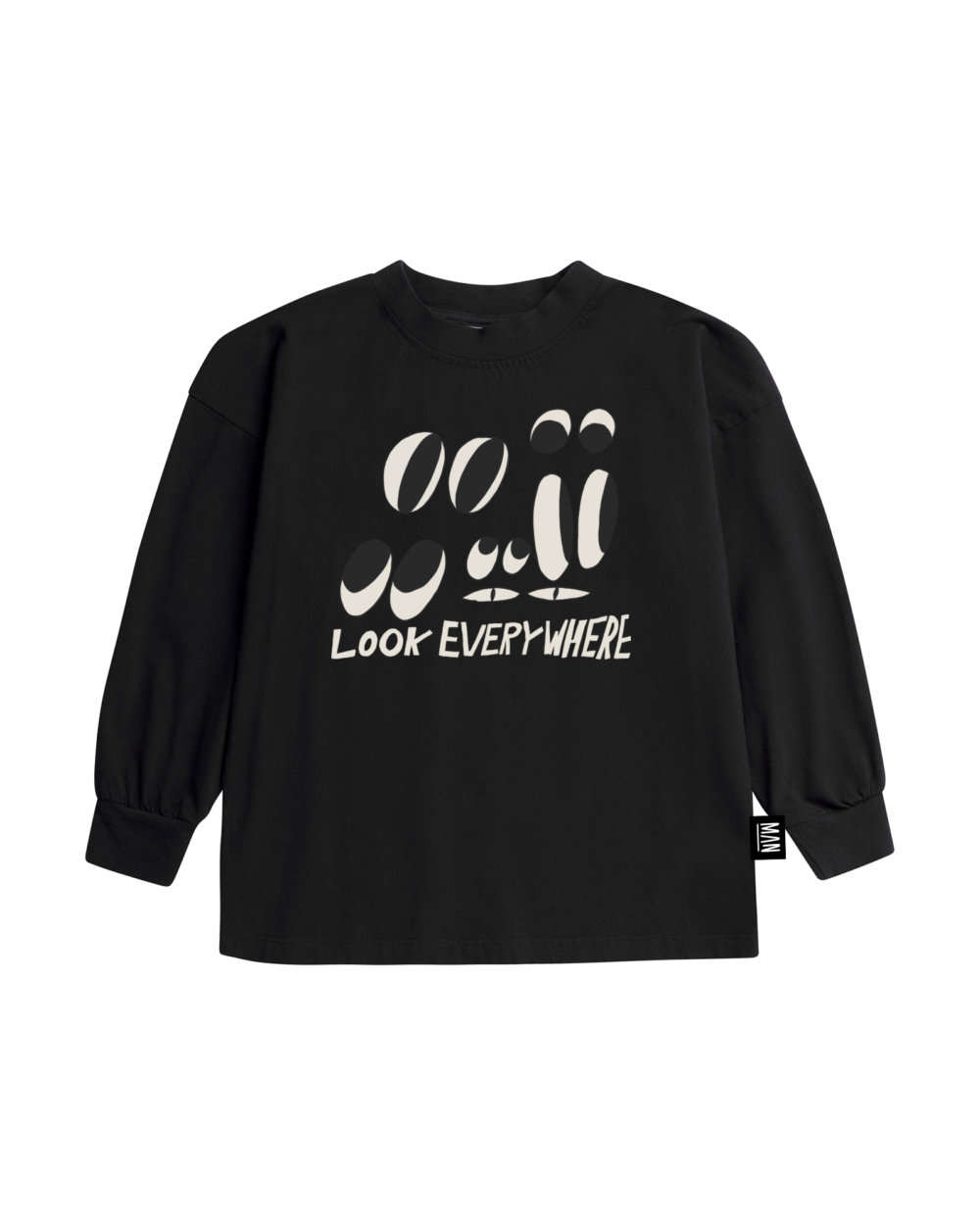 black unisex kids longsleeve front