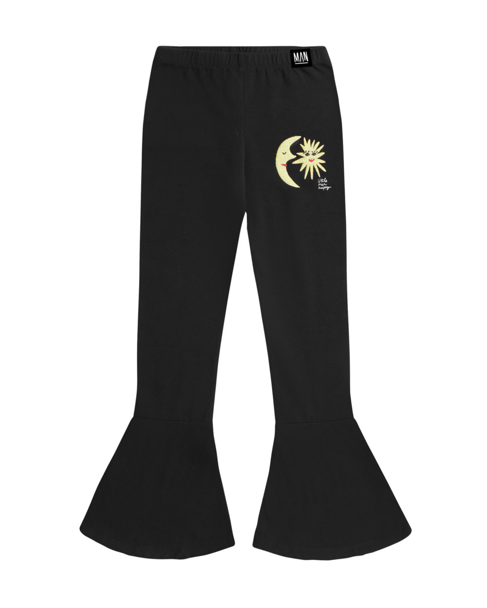black flared leggings front