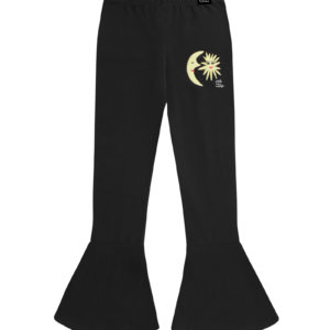 black flared leggings front