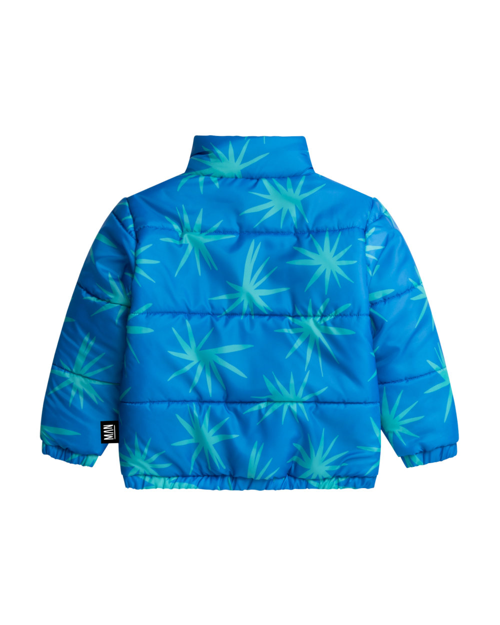 blue puffer jacket back