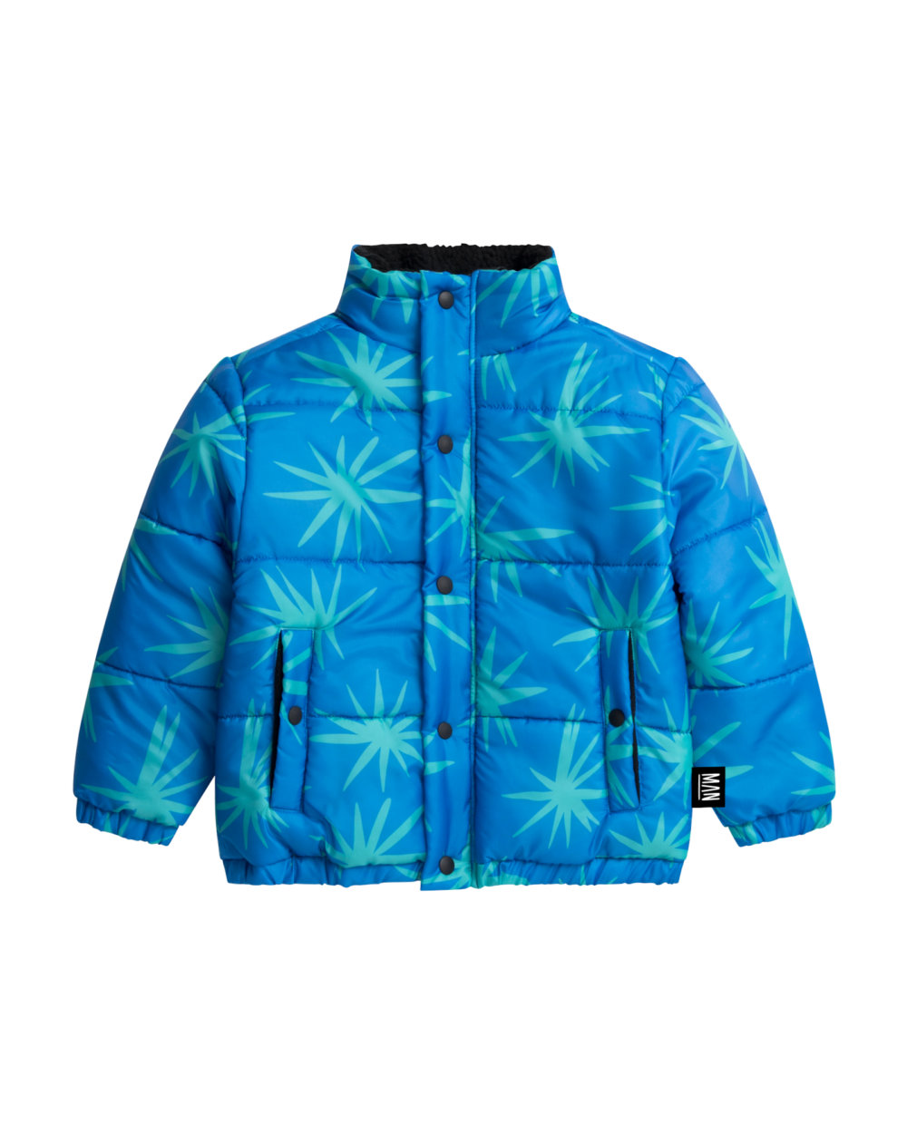 blue puffer jacket front