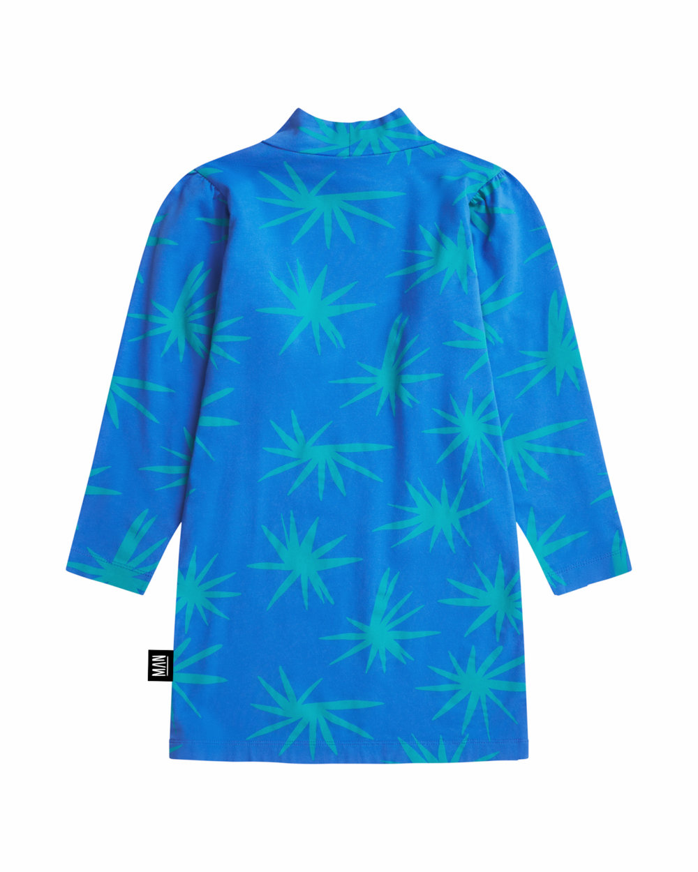 blue turtleneck dress back