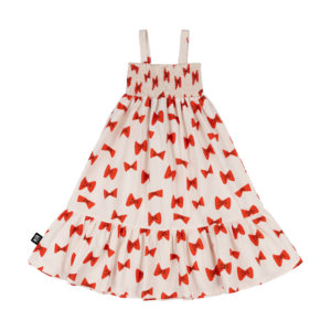 bow print kids dress back