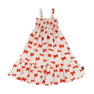 bow print kids dress