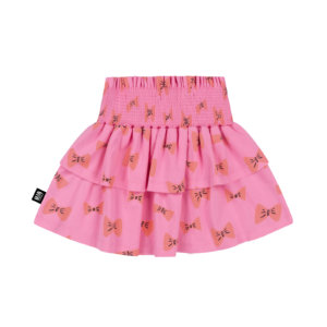 pink kids smocked skirt back